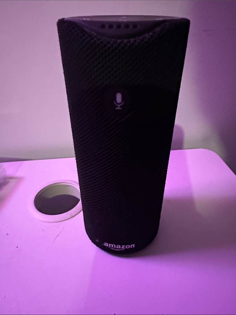 Amazon Black Cylindrical Portable Speaker with Voice Button